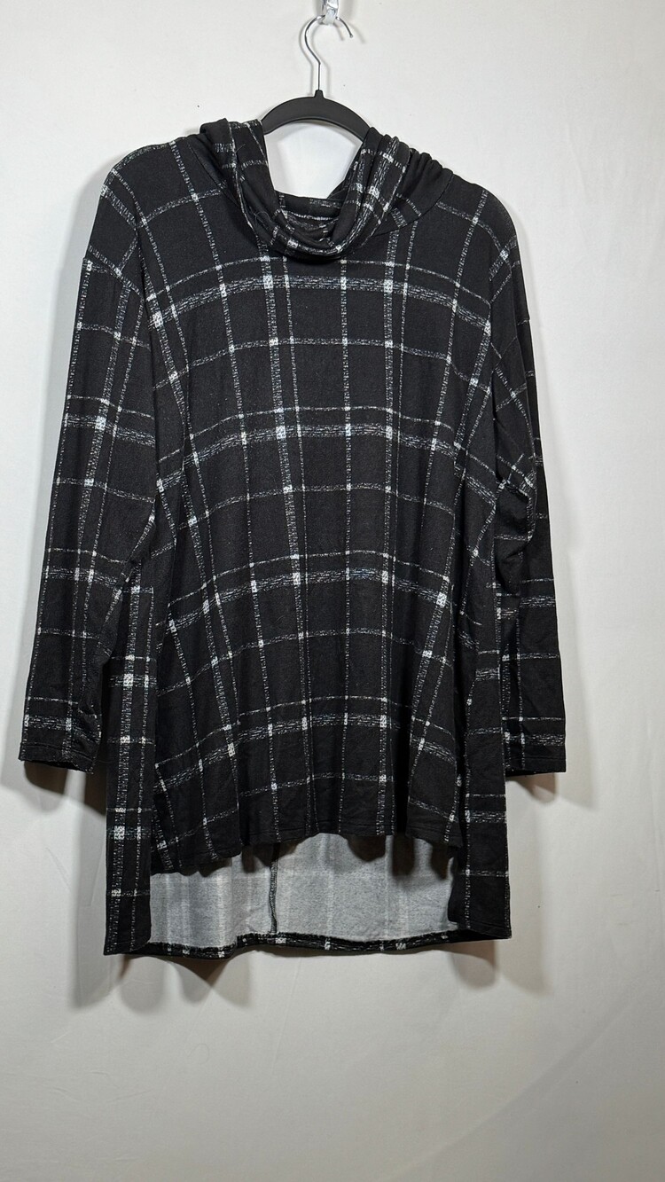 Lane Bryant Black Plaid Long Sleeve Top Size 14/16